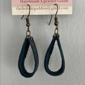 Handmade Black Leather Earrings